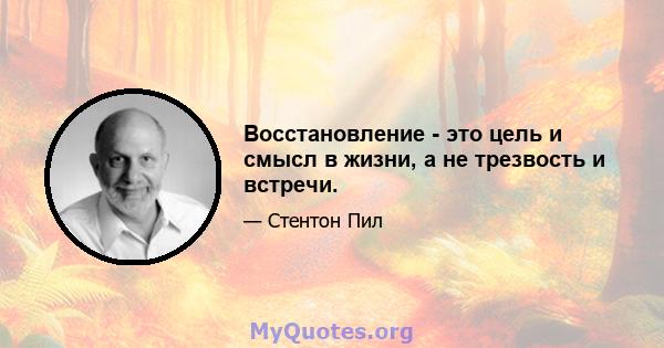 Восстановление - это цель и смысл в жизни, а не трезвость и встречи.