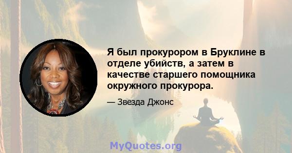 Я был прокурором в Бруклине в отделе убийств, а затем в качестве старшего помощника окружного прокурора.