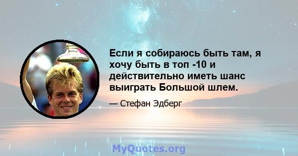 Если я собираюсь быть там, я хочу быть в топ -10 и действительно иметь шанс выиграть Большой шлем.