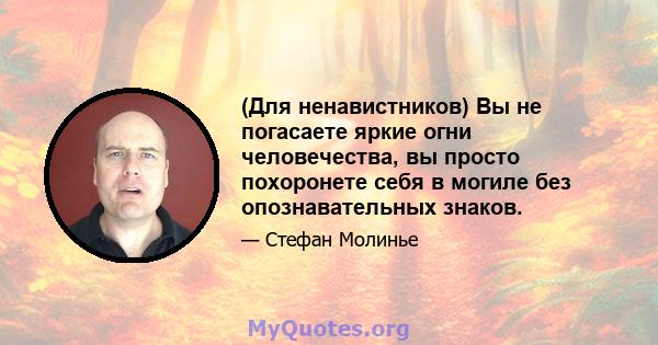 (Для ненавистников) Вы не погасаете яркие огни человечества, вы просто похоронете себя в могиле без опознавательных знаков.