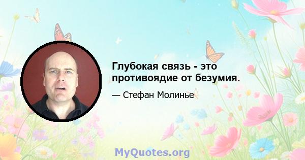 Глубокая связь - это противоядие от безумия.