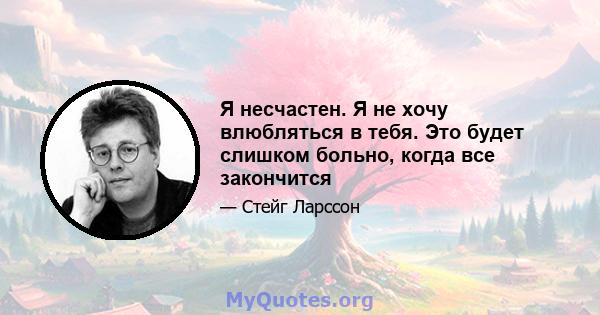 Я несчастен. Я не хочу влюбляться в тебя. Это будет слишком больно, когда все закончится