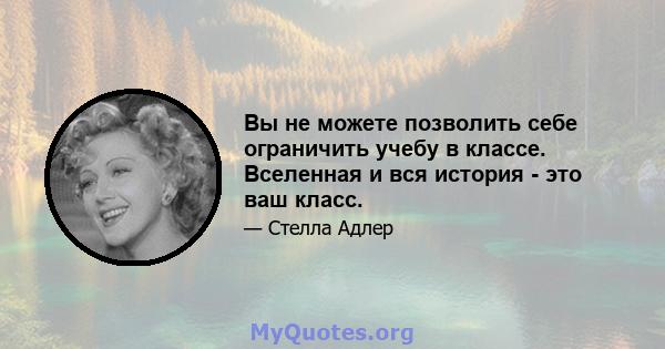 Вы не можете позволить себе ограничить учебу в классе. Вселенная и вся история - это ваш класс.