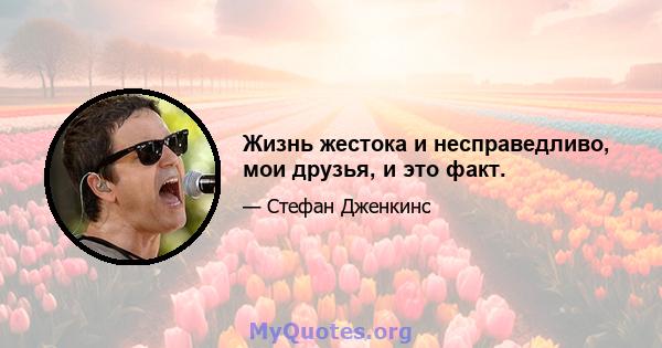 Жизнь жестока и несправедливо, мои друзья, и это факт.