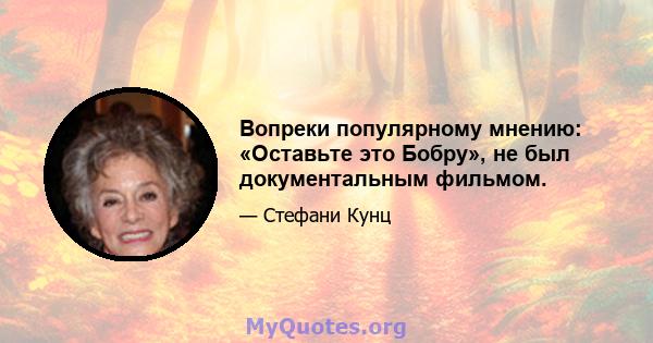 Вопреки популярному мнению: «Оставьте это Бобру», не был документальным фильмом.