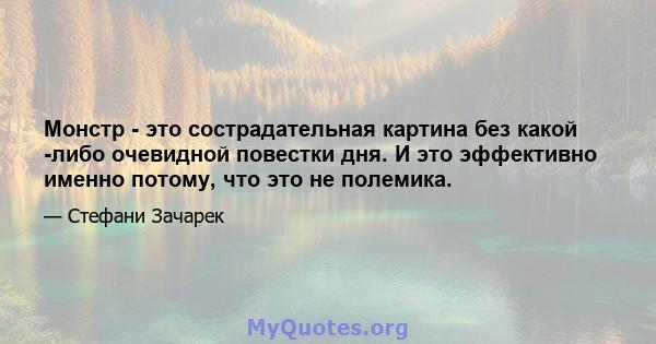 Монстр - это сострадательная картина без какой -либо очевидной повестки дня. И это эффективно именно потому, что это не полемика.