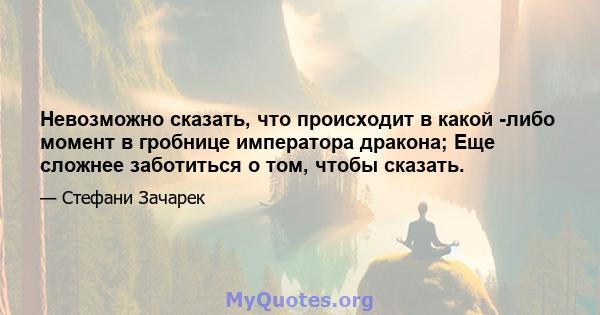 Невозможно сказать, что происходит в какой -либо момент в гробнице императора дракона; Еще сложнее заботиться о том, чтобы сказать.