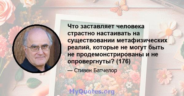 Что заставляет человека страстно настаивать на существовании метафизических реалий, которые не могут быть не продемонстрированы и не опровергнуты? (176)