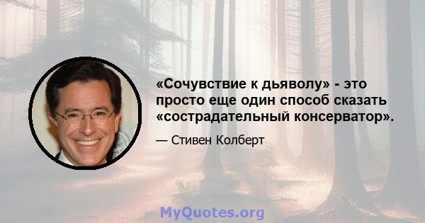 «Сочувствие к дьяволу» - это просто еще один способ сказать «сострадательный консерватор».