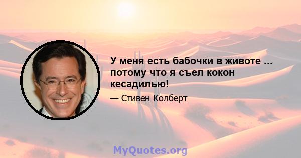 У меня есть бабочки в животе ... потому что я съел кокон кесадилью!