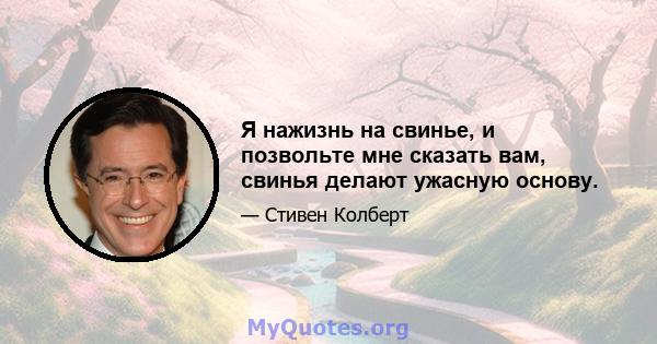 Я нажизнь на свинье, и позвольте мне сказать вам, свинья делают ужасную основу.