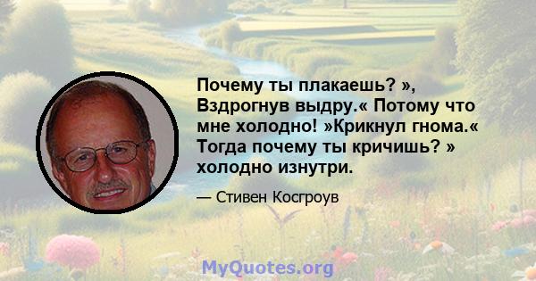 Почему ты плакаешь? », Вздрогнув выдру.« Потому что мне холодно! »Крикнул гнома.« Тогда почему ты кричишь? » холодно изнутри.