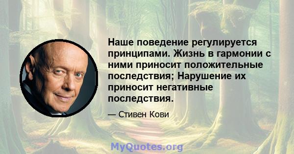 Наше поведение регулируется принципами. Жизнь в гармонии с ними приносит положительные последствия; Нарушение их приносит негативные последствия.