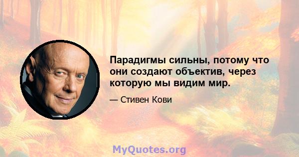 Парадигмы сильны, потому что они создают объектив, через которую мы видим мир.