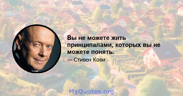 Вы не можете жить принципалами, которых вы не можете понять.