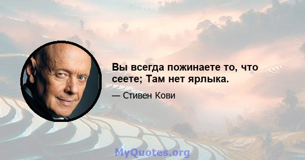 Вы всегда пожинаете то, что сеете; Там нет ярлыка.