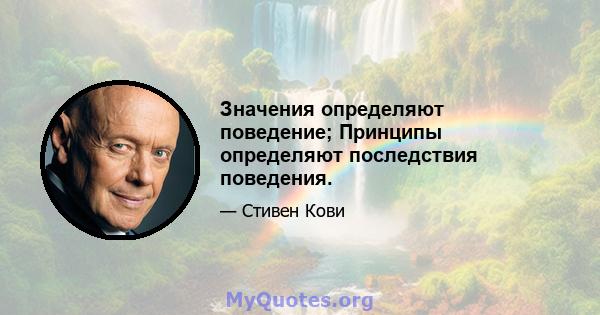 Значения определяют поведение; Принципы определяют последствия поведения.