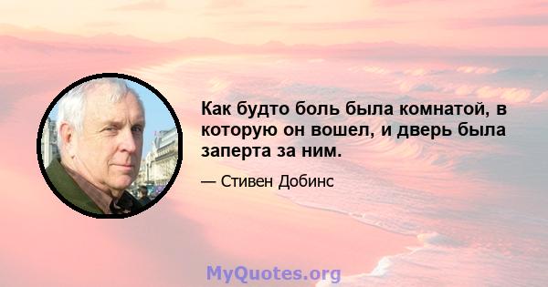 Как будто боль была комнатой, в которую он вошел, и дверь была заперта за ним.