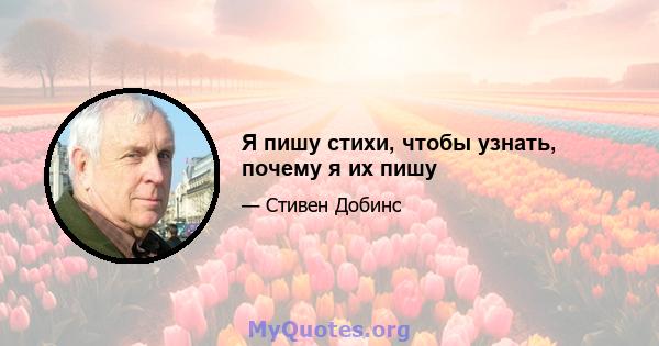 Я пишу стихи, чтобы узнать, почему я их пишу