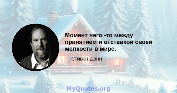 Момент чего -то между принятием и отставкой своей мелкости в мире.