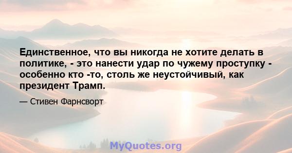 Единственное, что вы никогда не хотите делать в политике, - это нанести удар по чужему проступку - особенно кто -то, столь же неустойчивый, как президент Трамп.