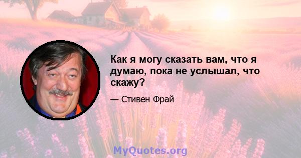 Как я могу сказать вам, что я думаю, пока не услышал, что скажу?