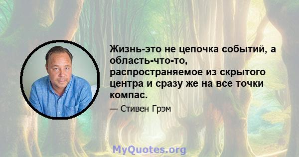 Жизнь-это не цепочка событий, а область-что-то, распространяемое из скрытого центра и сразу же на все точки компас.