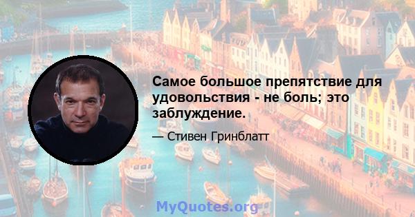 Самое большое препятствие для удовольствия - не боль; это заблуждение.