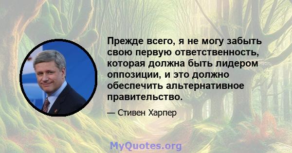 Прежде всего, я не могу забыть свою первую ответственность, которая должна быть лидером оппозиции, и это должно обеспечить альтернативное правительство.