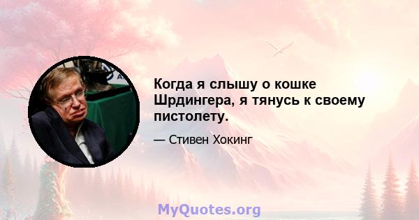 Когда я слышу о кошке Шрдингера, я тянусь к своему пистолету.