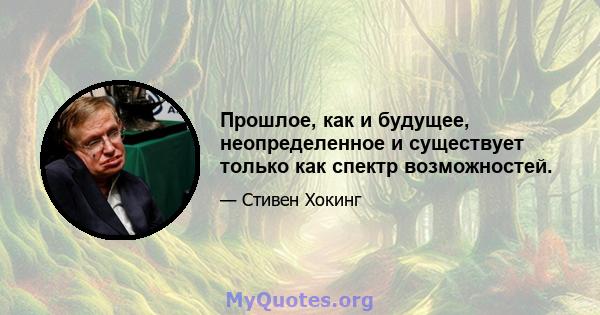 Прошлое, как и будущее, неопределенное и существует только как спектр возможностей.