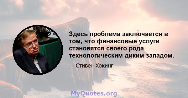 Здесь проблема заключается в том, что финансовые услуги становятся своего рода технологическим диким западом.