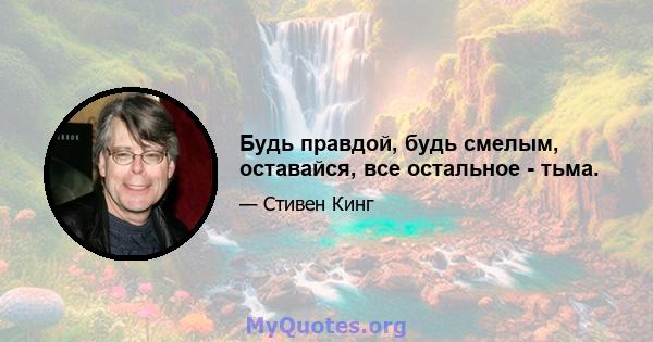 Будь правдой, будь смелым, оставайся, все остальное - тьма.