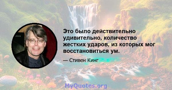 Это было действительно удивительно, количество жестких ударов, из которых мог восстановиться ум.