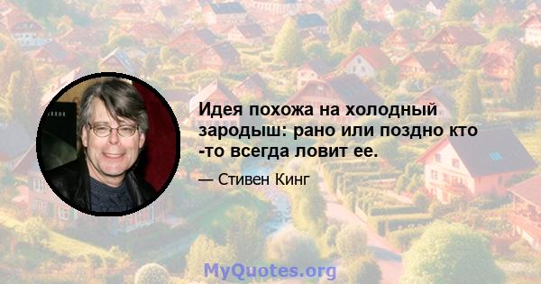 Идея похожа на холодный зародыш: рано или поздно кто -то всегда ловит ее.