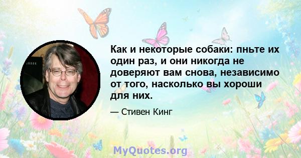 Как и некоторые собаки: пньте их один раз, и они никогда не доверяют вам снова, независимо от того, насколько вы хороши для них.