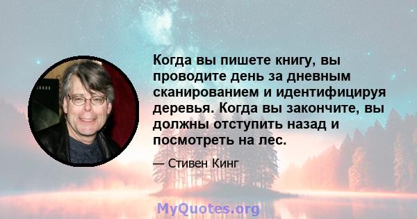 Когда вы пишете книгу, вы проводите день за дневным сканированием и идентифицируя деревья. Когда вы закончите, вы должны отступить назад и посмотреть на лес.