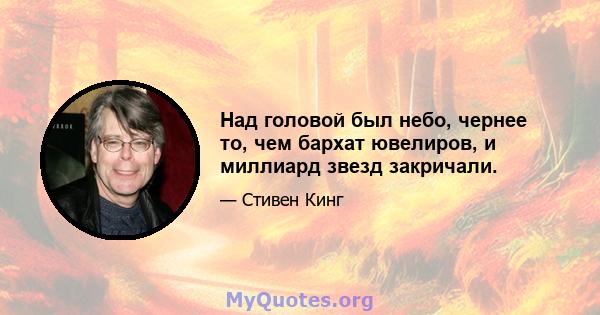 Над головой был небо, чернее то, чем бархат ювелиров, и миллиард звезд закричали.