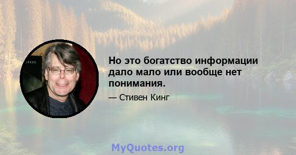 Но это богатство информации дало мало или вообще нет понимания.