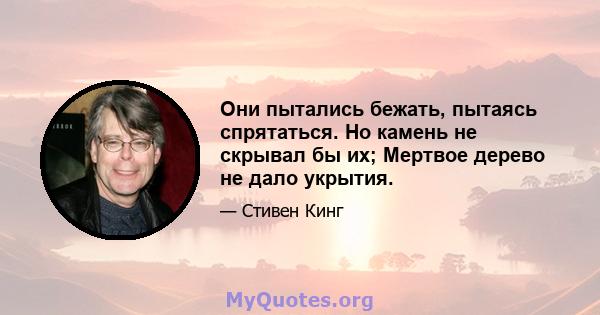 Они пытались бежать, пытаясь спрятаться. Но камень не скрывал бы их; Мертвое дерево не дало укрытия.