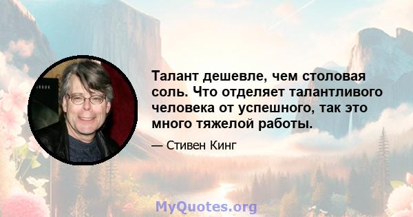 Талант дешевле, чем столовая соль. Что отделяет талантливого человека от успешного, так это много тяжелой работы.