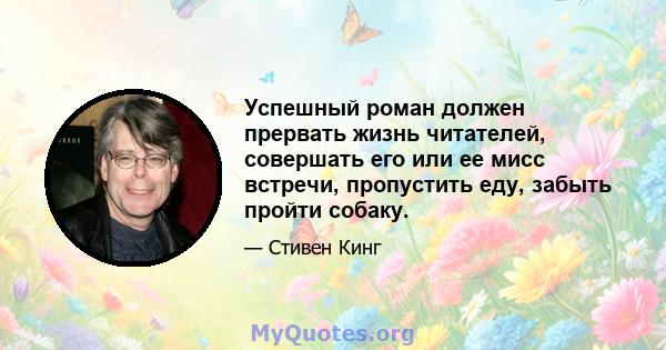 Успешный роман должен прервать жизнь читателей, совершать его или ее мисс встречи, пропустить еду, забыть пройти собаку.