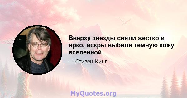 Вверху звезды сияли жестко и ярко, искры выбили темную кожу вселенной.