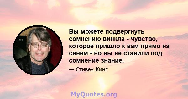 Вы можете подвергнуть сомнению винкла - чувство, которое пришло к вам прямо на синем - но вы не ставили под сомнение знание.