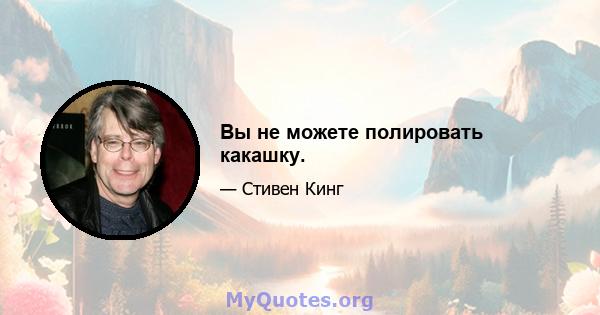 Вы не можете полировать какашку.