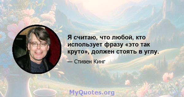 Я считаю, что любой, кто использует фразу «это так круто», должен стоять в углу.