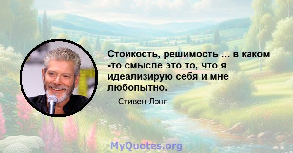 Стойкость, решимость ... в каком -то смысле это то, что я идеализирую себя и мне любопытно.