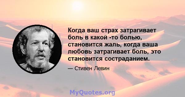 Когда ваш страх затрагивает боль в какой -то болью, становится жаль, когда ваша любовь затрагивает боль, это становится состраданием.