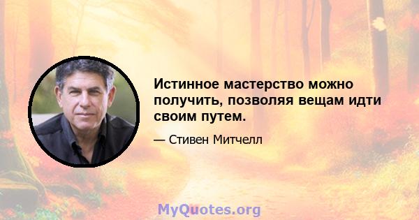 Истинное мастерство можно получить, позволяя вещам идти своим путем.