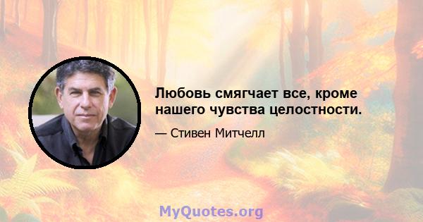 Любовь смягчает все, кроме нашего чувства целостности.